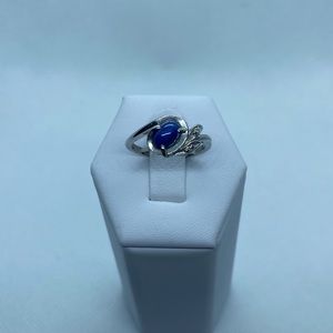 10k blue stone and diamonds ring